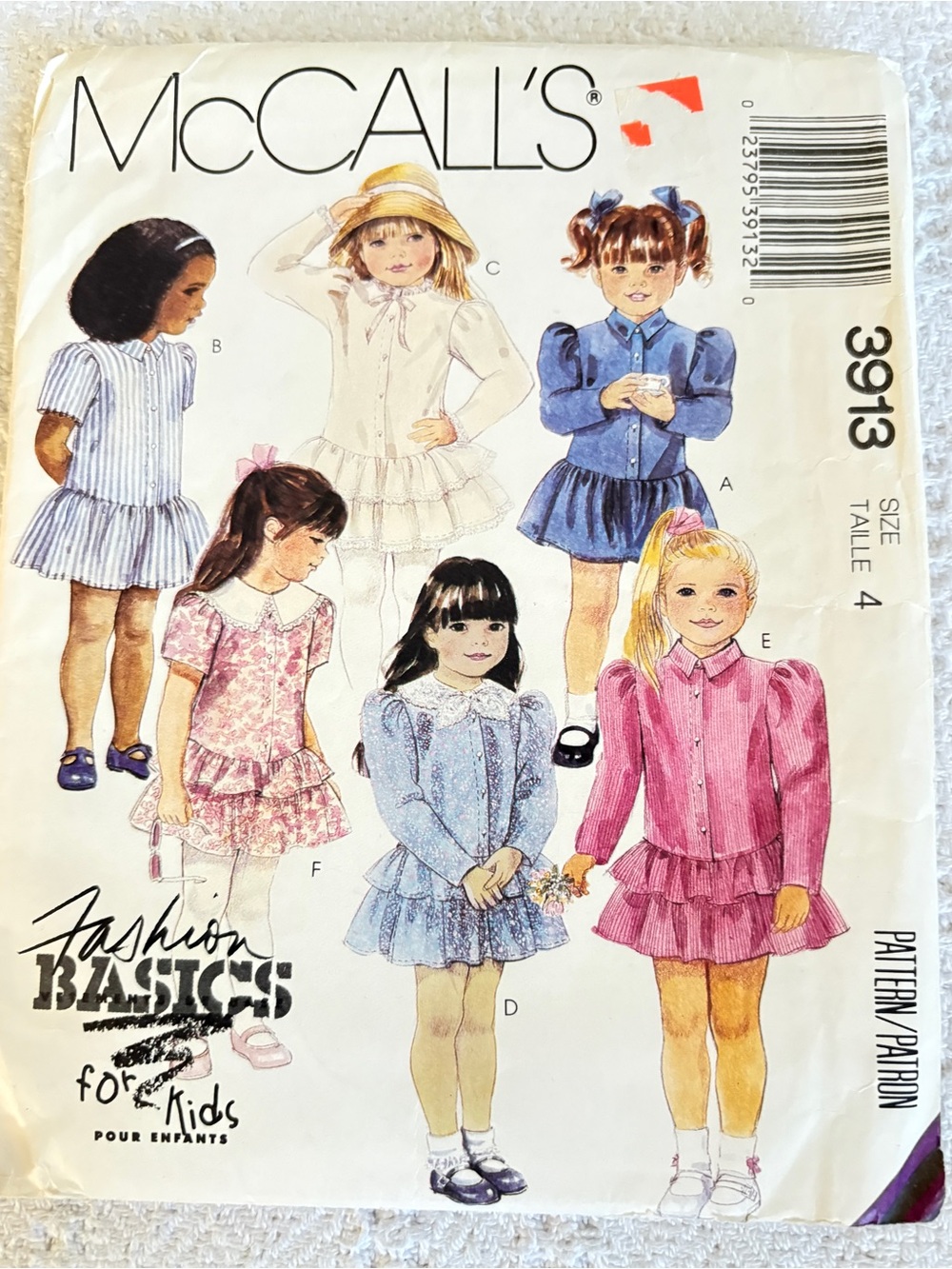McCall’s Pattern 3913 for Girl’s 1980’s Dresses